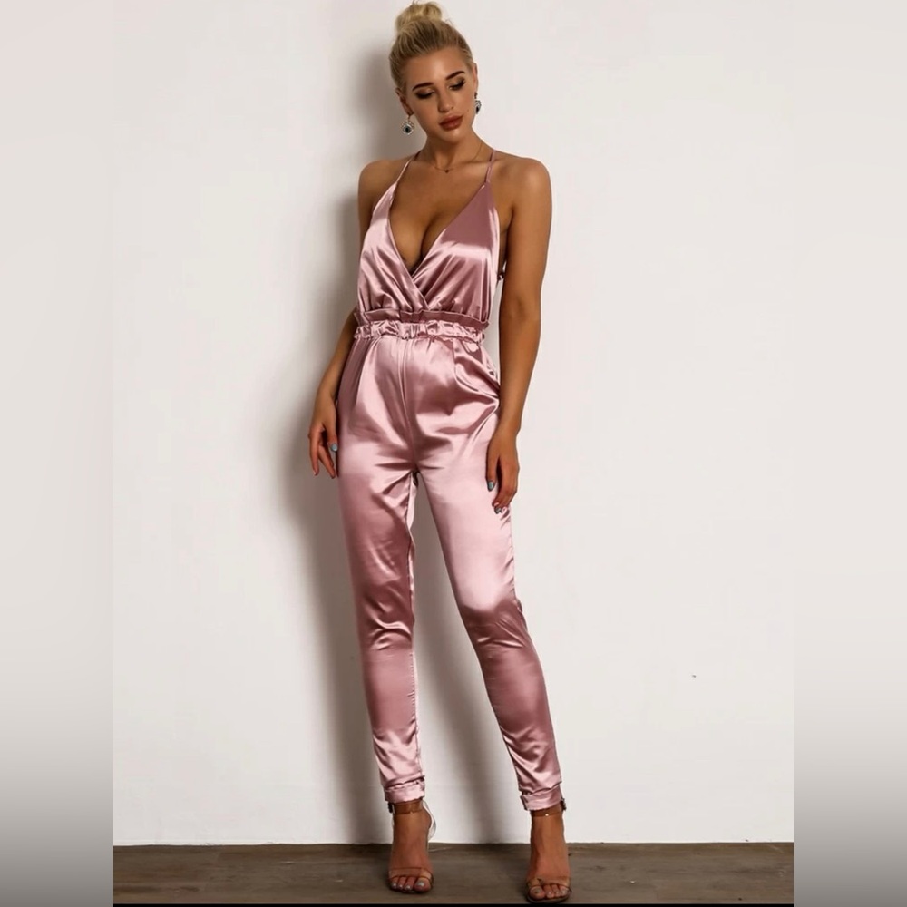 ❌SOLD❌Silk Pink Jumpsuit